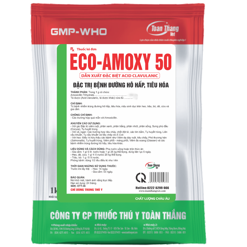 Eco Amoxy 50 - Đặc trị bệnh đường hô hấp, tiêu hóa