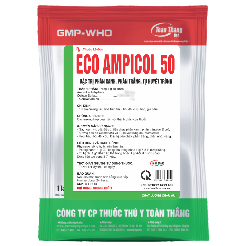 ECO - AMPICOL 50 - Đặc trị phân xanh, phân trắng, tụ huyết trùng