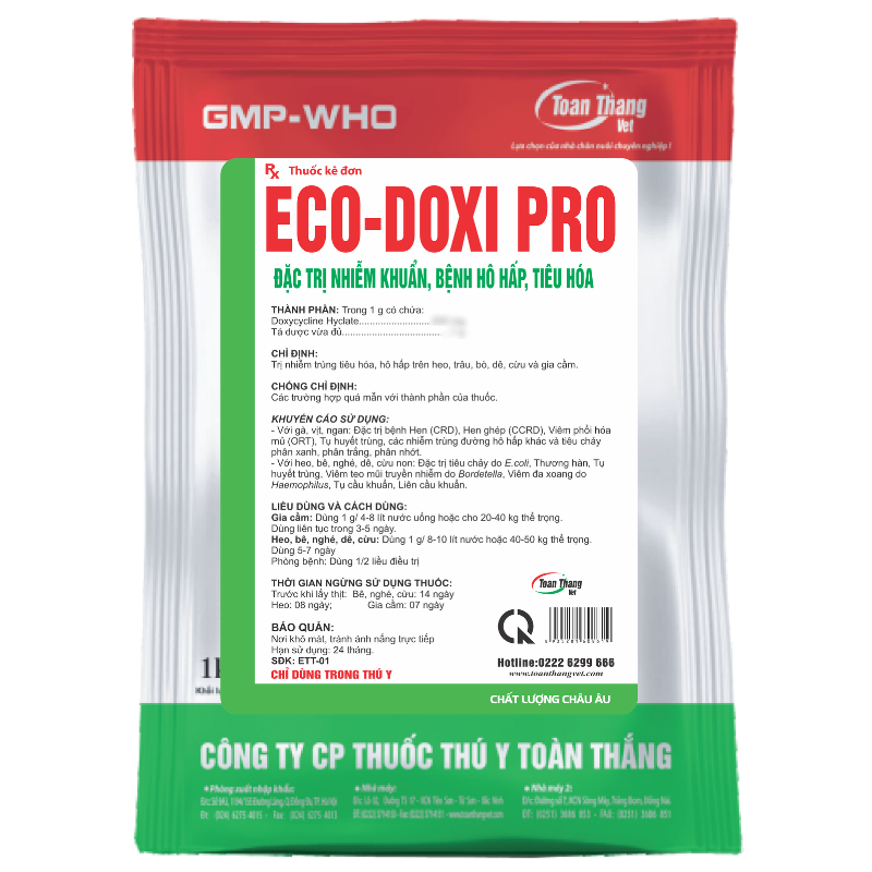 ECO - DOXI PRO - Đặc trị nhiễm khuẩn, bệnh hô hấp, tiêu hóa