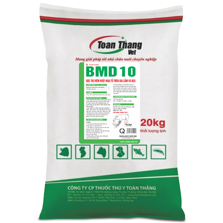 BMD 10 PREMIX - ĐẶC TRỊ VIÊM HOẠI TỬ TRÊN GIA CẦM VÀ HEO