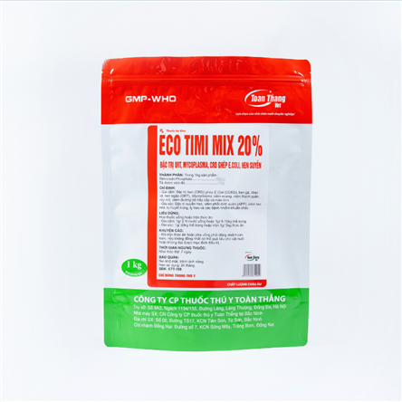 ECO TIMI MIX 20% - ĐẶC TRỊ ORT, MYCOPLASMA, CRD GÉP E. COLI, HEN SUYỄN.
