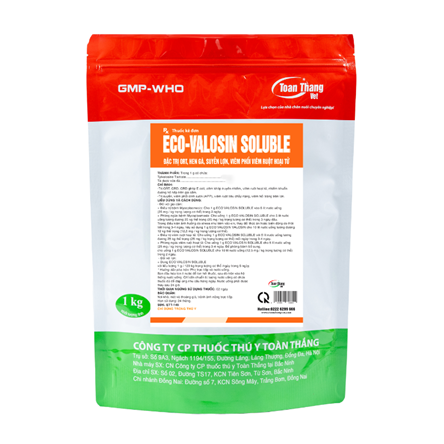 ECO - VALOSIN SOLUBLE - Đặt trị ort, hen gà, suyễn heo, viêm phổi, viêm ruột hoại tử