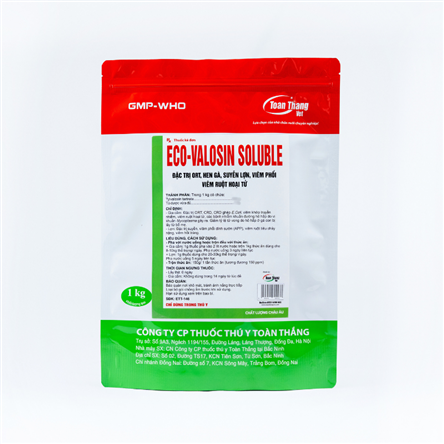 ECO - VALOSIN SOLUBLE - Đặt trị ort, hen gà, suyễn heo, viêm phổi, viêm ruột hoại tử